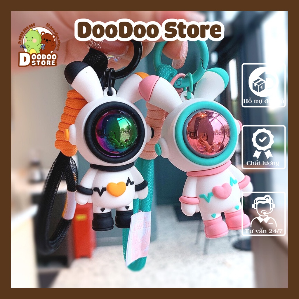 Móc Khoá Phi Hành Gia Tai Thỏ Bụng Tim A22, Móc Chìa Khoá Balo/ Túi/ Xe Phi Hành Gia Xinh Xắn