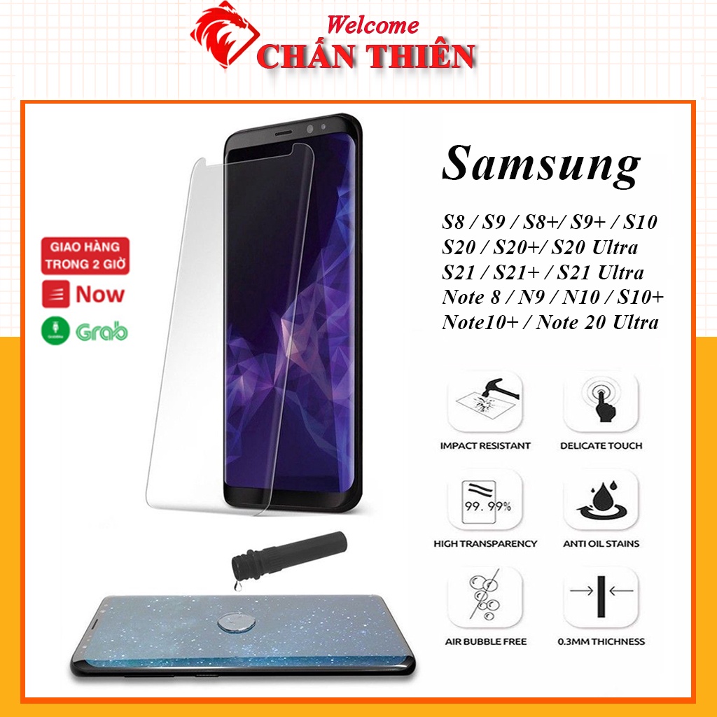 Kính cường lực samsung Note 8 Note 9 Note 10+ Note 20 Ultra S21 Ultra S20+ S10+ S9+ S8+ S8 S9 S10 Full keo UV