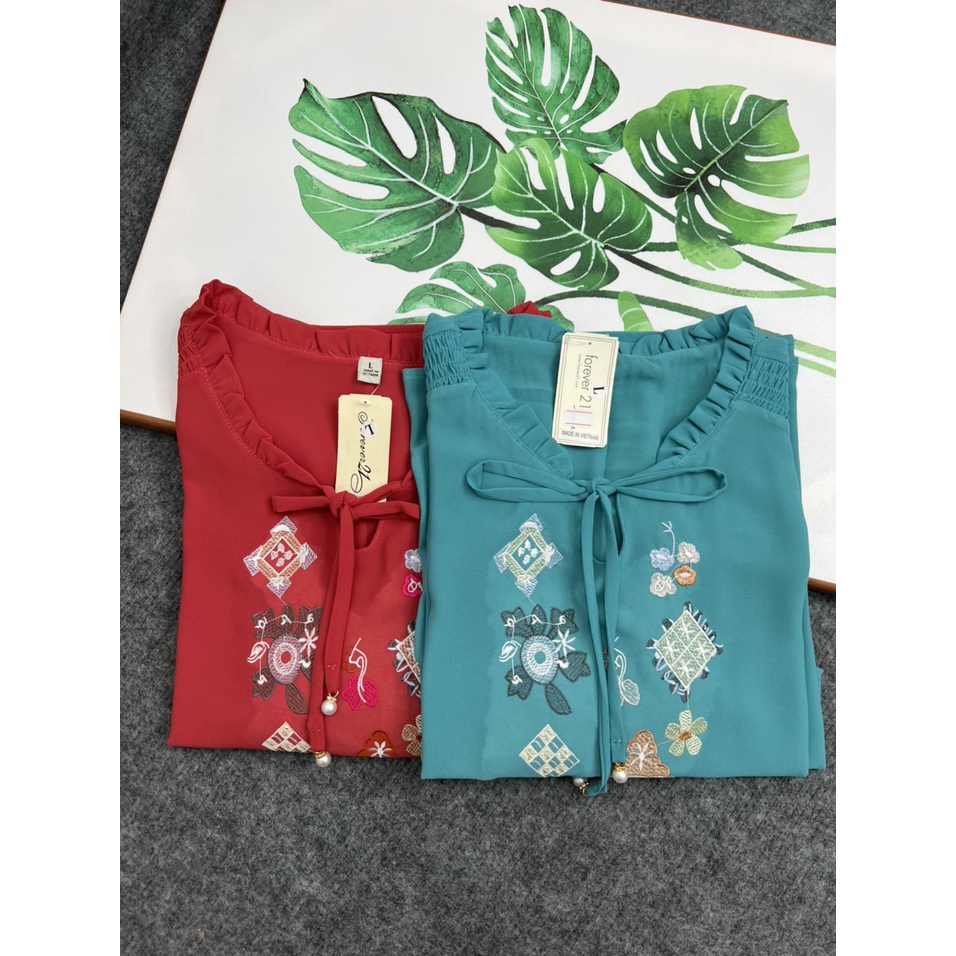 Áo Sơ Mi Trung Niên MAI THY Tặng Mẹ, Chất Voan Cổ Bèo Cách Điệu Lịch Sự | Thời Trang Trung Niên U50