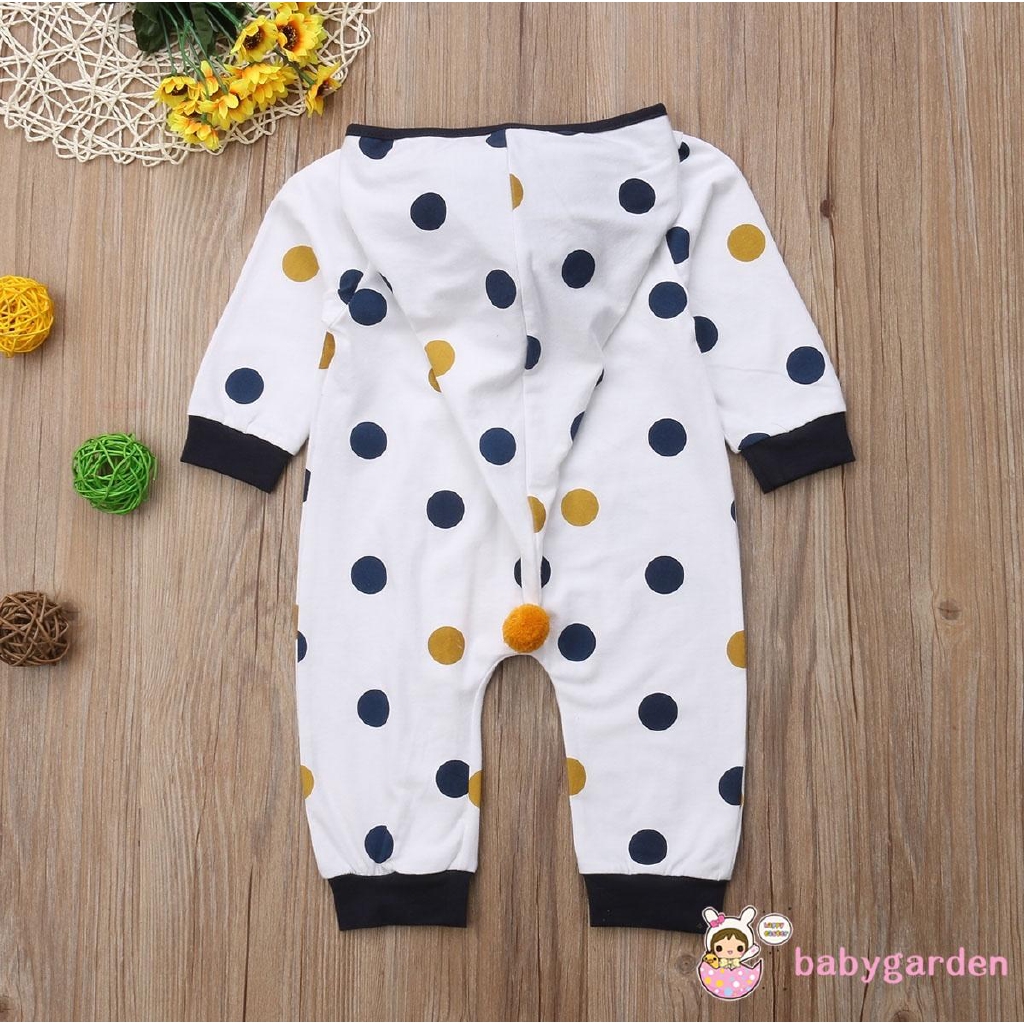 Romper hoodie họa tiết chấm bi đáng yêu cho bé