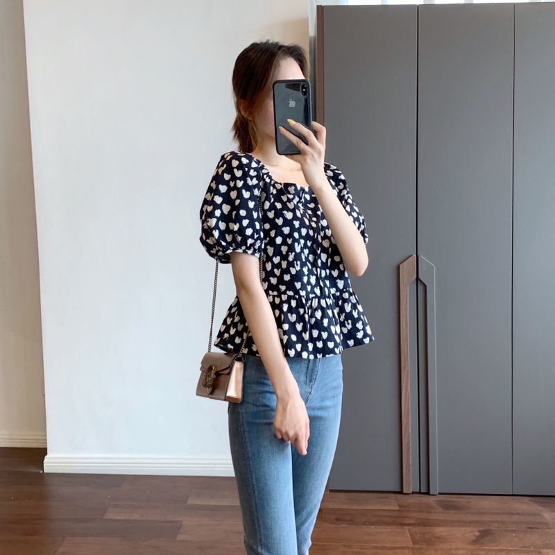 COZOK Áo Sơ Mi In Hình Trái Tim Cổ Điển Mỏng Đa Năng