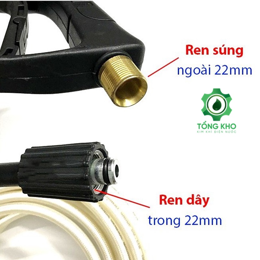 Bộ súng xịt và bình phun bọt tuyết 300ml cho máy rửa xe áp lực cao (Ren 22 và 14mm) - Tổng kho kim khí điện nước