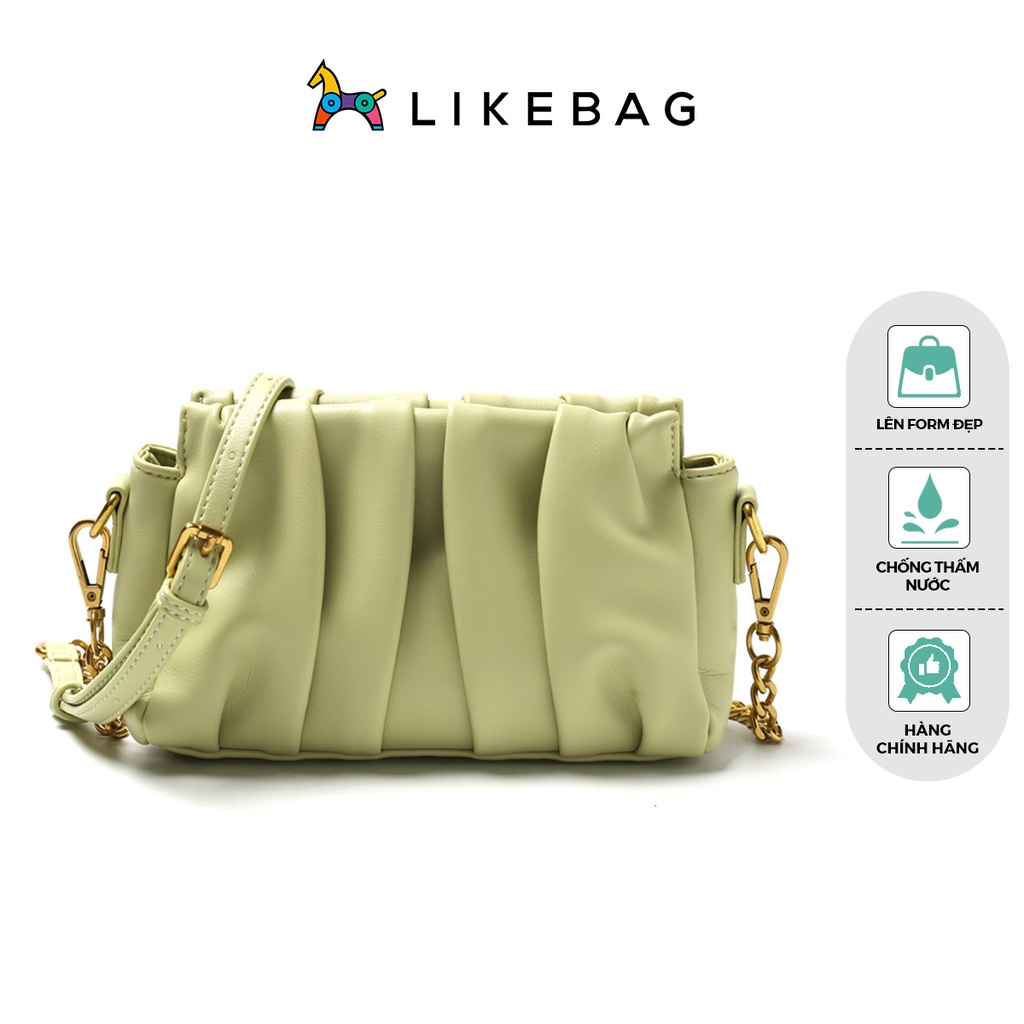 Túi xách nữ đeo chéo, đeo vai LIKEBAG da mềm xếp ly độc đáo phối xích 9759 - LIBAGI