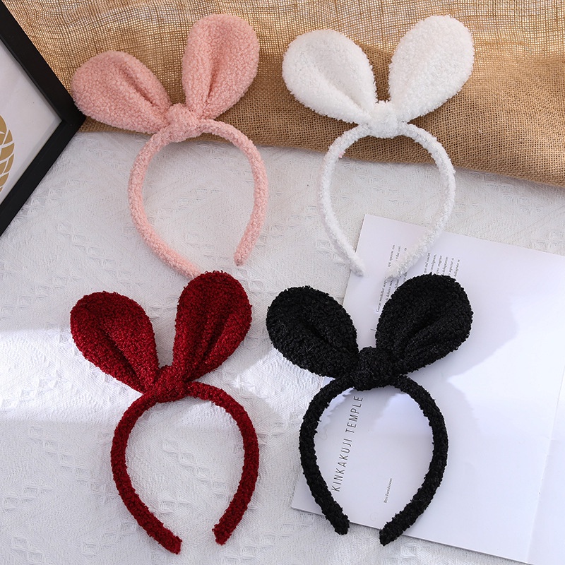 Băng Đô Cài Tóc Dạng Bấm Chống Trượt Thiết Kế Tai Thỏ Dễ Thương