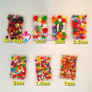 Pom pom nhiều size - học liệu giáo dục sớm Montessori - QUẢ BÔNG POMPOM