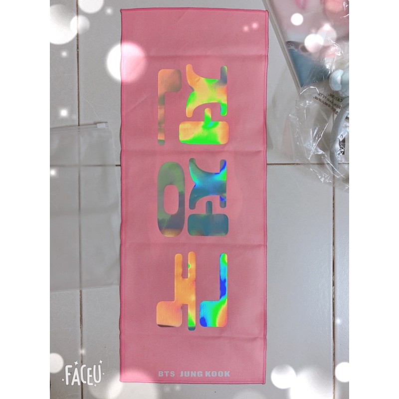 Slogan vải Jungkook BTS Fansite Hàn banner chữ phản quang 23x60cm (order)