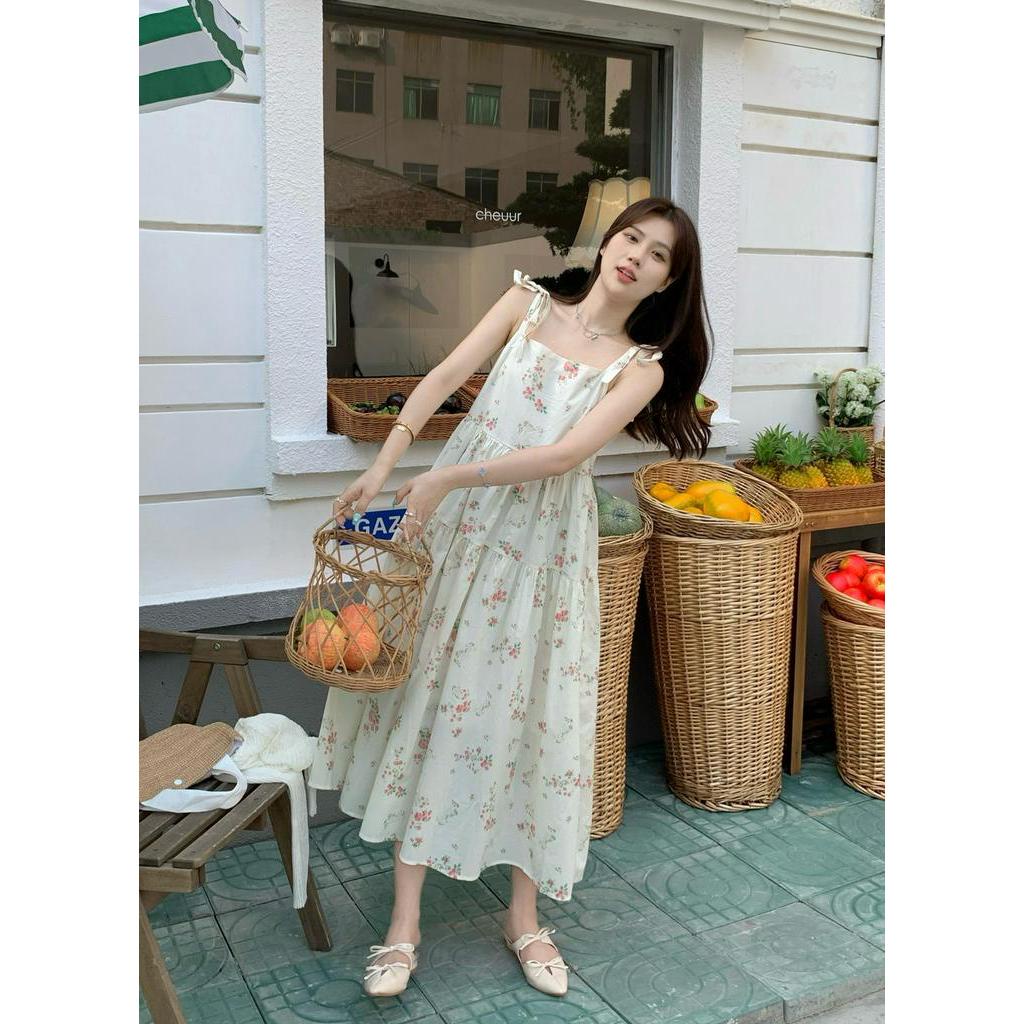 Đầm Hai Dây Họa Tiết Hoa Xinh Xắn Thời Trang Mùa Hè Cho Nữ