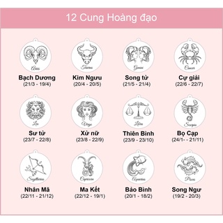 Móc khóa mica in 12 cung hoàng đạo ( in 2 mặt)