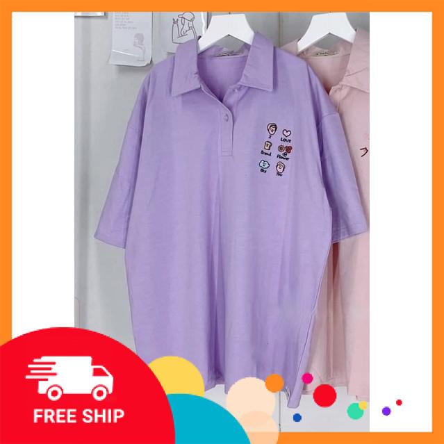 [KHAI TRƯƠNG GIẢM GIÁ] Áo polo nữ tay lỡ form rộng freesize unisex