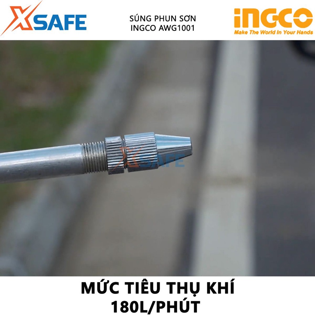 Dụng cụ châm nhớt INGCO AWG1001 - Dung tích 0.75L, phun sơn gỗ áp suất tự động 4 bar, đóng gói hộp màu
