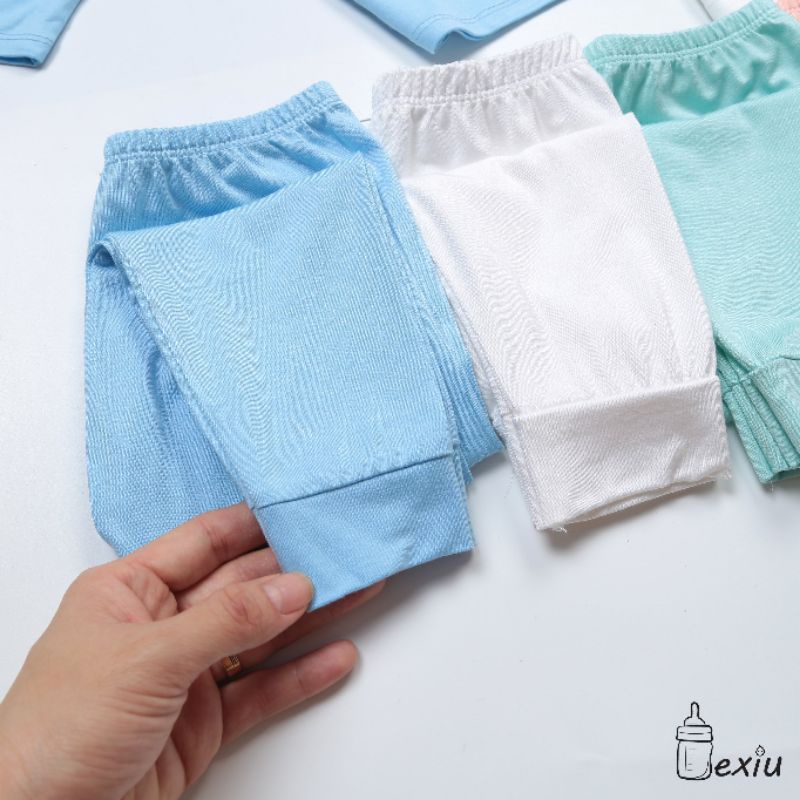 Bộ dài tay thun lạnh màu trơn cho bé trai bé gái 6-19kg BEXIU