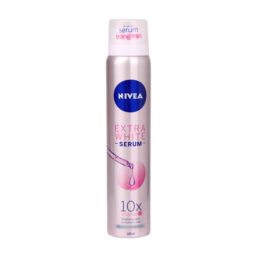 Xịt Khử Mùi Sáng Mịn Nivea Extra White Serum Spray Whitening Skin 100ml