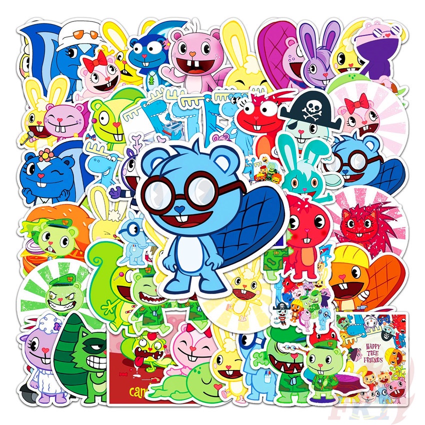 Set 50 hình dán chống thấm nước Happy Tree Friends Series 01 thời trang trang trí đa dụng