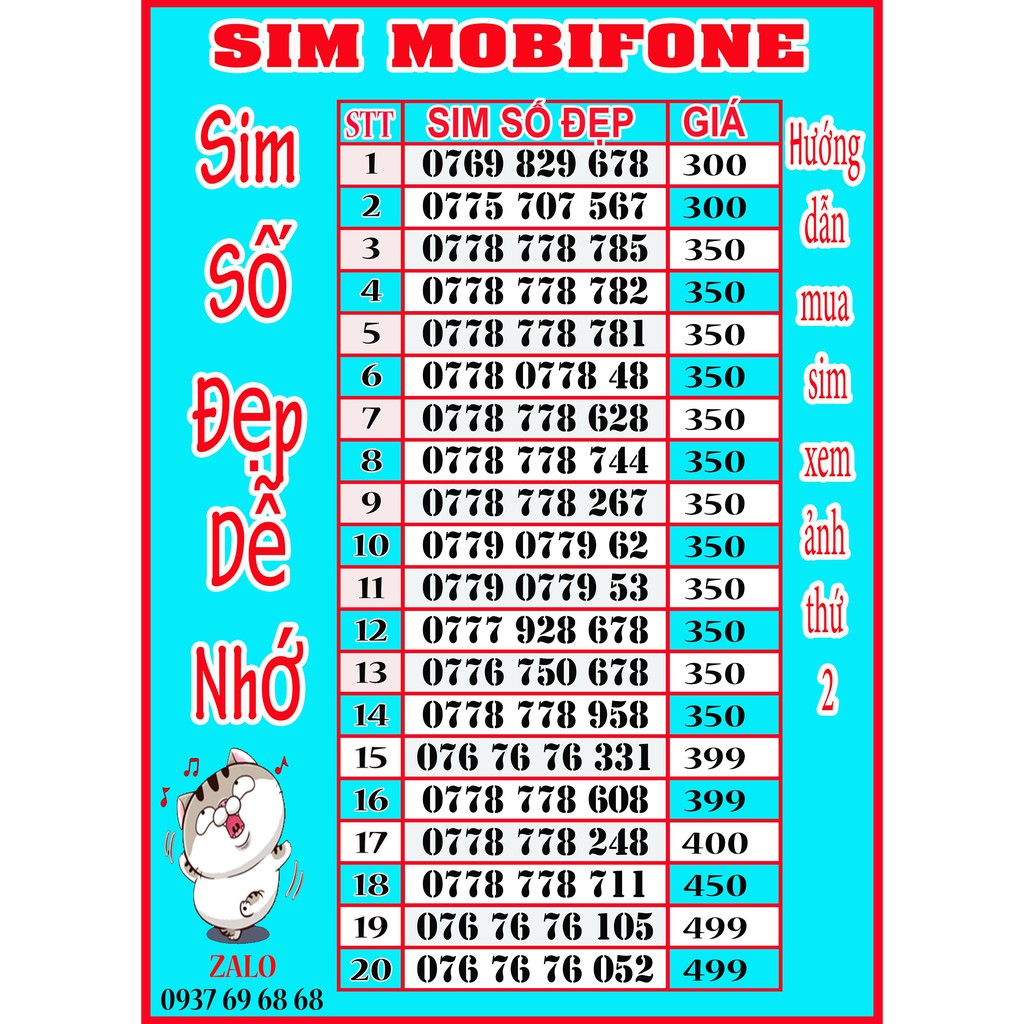 SIM MOBI SỐ ĐẸP - SIM DOANH NHÂN