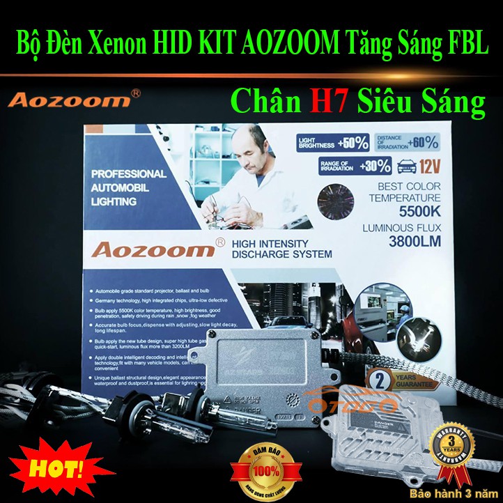 Bộ Đèn Xenon HID KIT Aozoom FBL Tăng Sáng Chân H7 Siêu Sáng , Bảo Hành 3 Năm