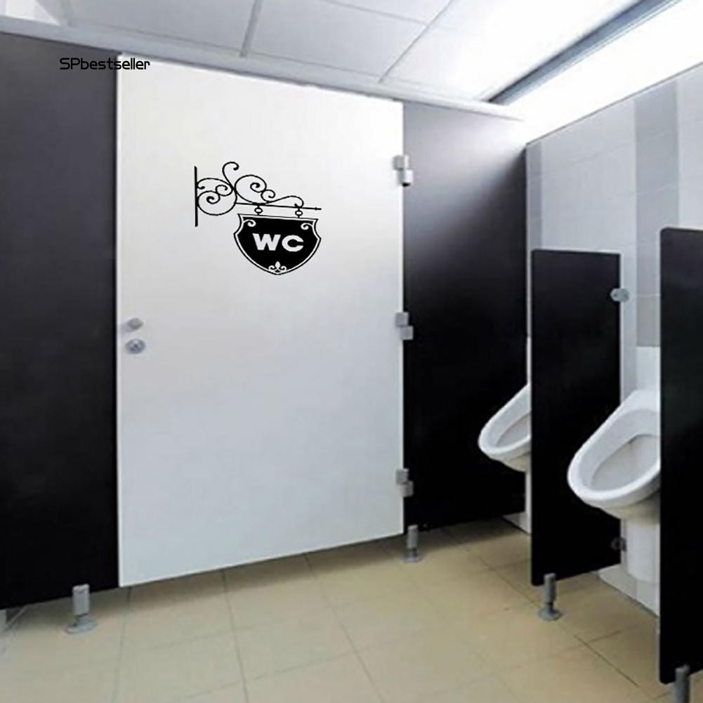 Miếng dán trang trí cửa có chữ WC chất liệu PVC kích thước 20x25cm
