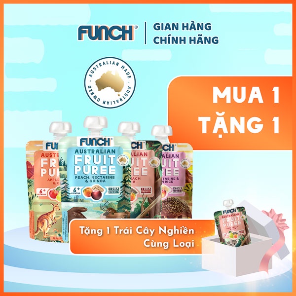 Trái Cây Nghiền Úc Chính Hãng FUNCH bổ Sung DHA Omega 3 Cho Bé Nhiều Vị