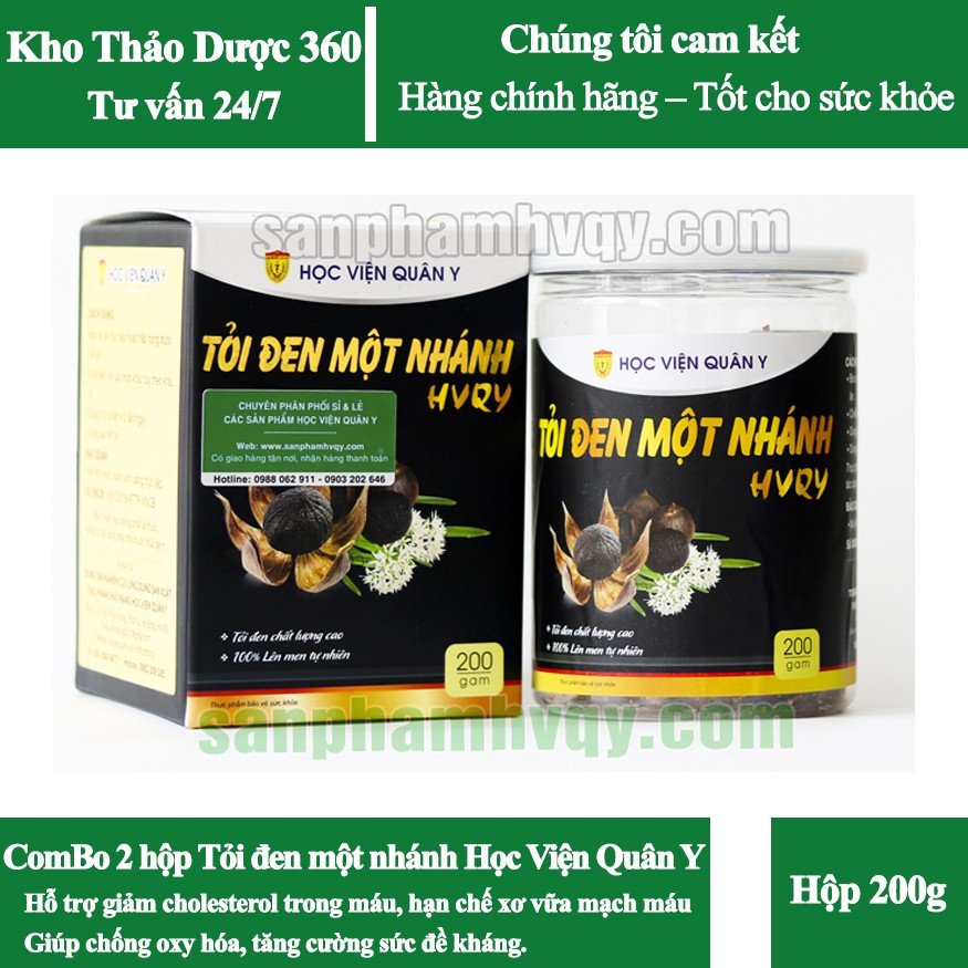 Combo 2  Hộp Tỏi Đen Một Nhánh - Học Viện Quân Y