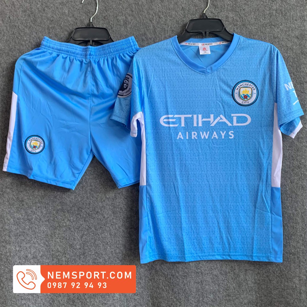 Bô Quần Áo Bóng Đá CLB Man City Xanh Ngọc