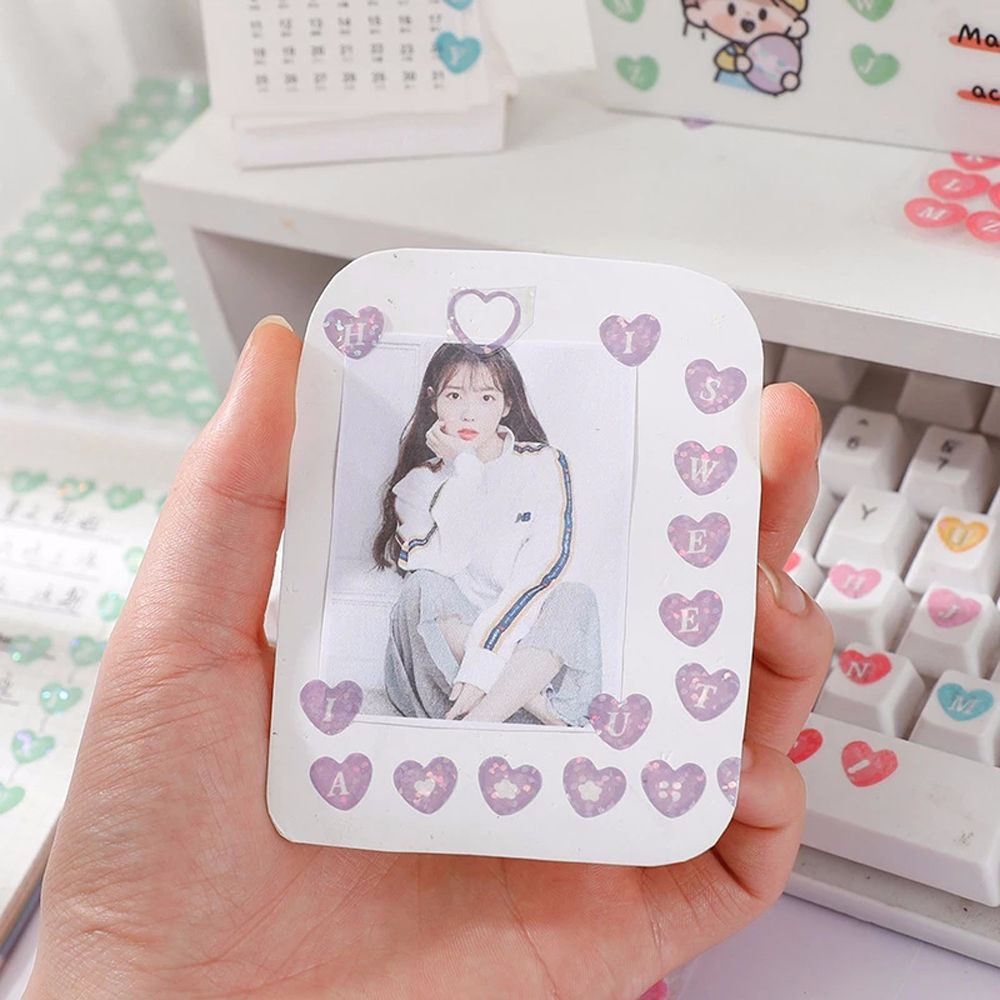 Miếng Dán Trang Trí Điện Thoại / Sổ Tay / Bàn Phím Màu Laser Hình Trái Tim Dễ Thương Diy