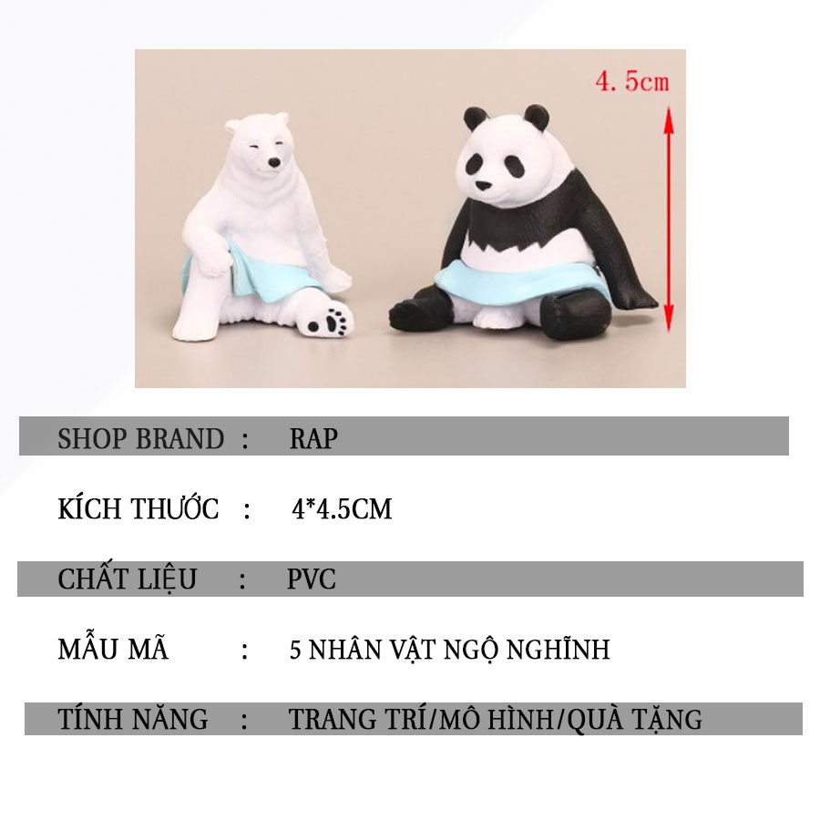 Set 5 mô hình : gấu bắc cực, chó, gấu trúc ... để bàn dễ thương trang trí góc học tập, làm việc, gaming - Ráp
