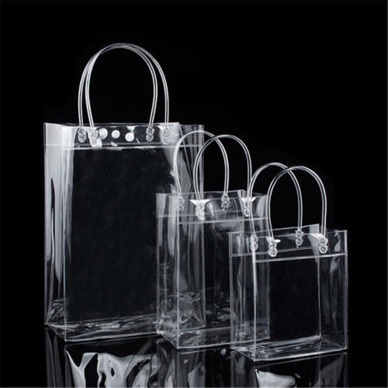 Portable Women Clear Transparent Tote Bag Plastic Shoulder Handbag Gift Bag