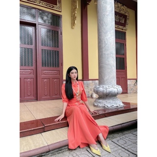Đồ Lam Đi Chùa # Mẫu lụa sẫm cúc ngọc # Quần Áo Nữ