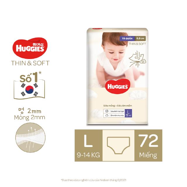 Tã quần Hàn Quốc Huggies Thin & Soft Super Jumbo mỏng tàng hình size L72/XL62/XXL46
