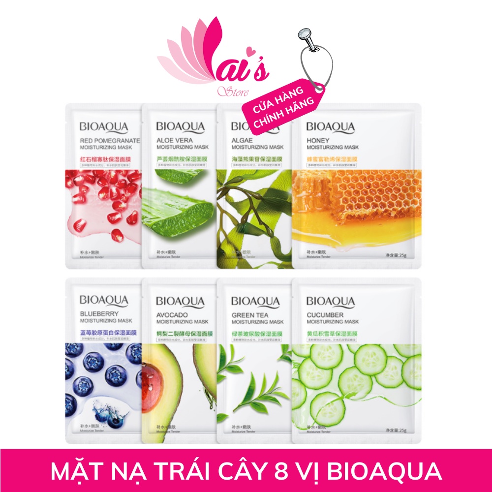 Mặt Nạ Trái Cây 8 Vị Bioaqua Dưỡng Ẩm, Trắng Da, Thu Nhỏ Lỗ Chân Lông, Giảm Mụn, Căng Mịn Mask Nội Địa Trung Chính Hãng