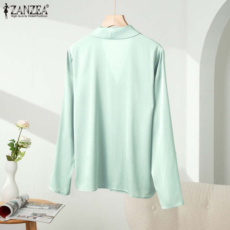 Áo kiểu Zanzea tay dài cổ bẻ cài nút thời trang dành cho nữ