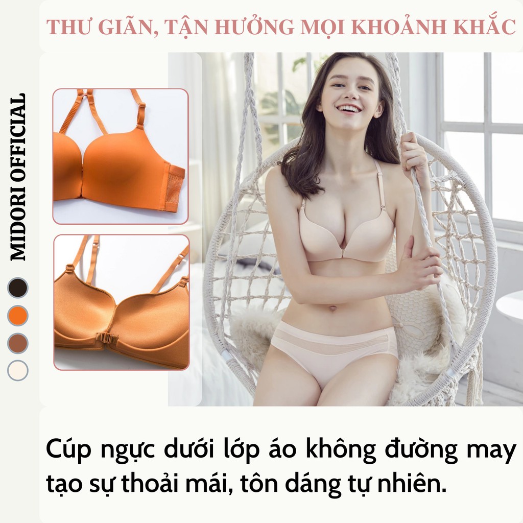 Áo lót nữ cài trước không gọng nâng ngực MIDORI Áo ngực nữ cài trước mềm mại thoáng mát tạo khe tôn vòng 1 gợi cảm ACT01 | BigBuy360 - bigbuy360.vn