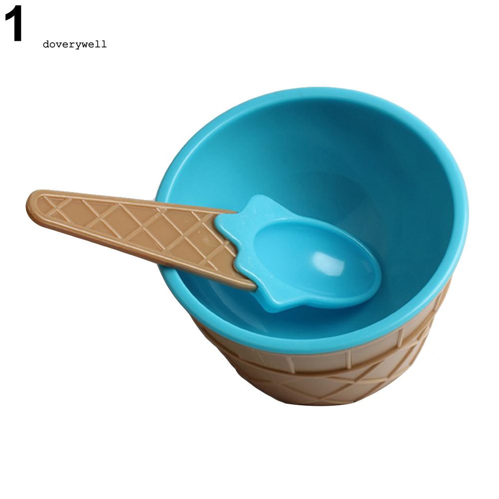 Bộ chén nhựa kèm muỗng hình kem sáng tạo cho bé