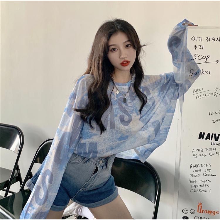 Porozi  Áo Thun Tay Dài Nhuộm Màu Kiểu Hàn Quốc Xinh Xắn Cho Nữ