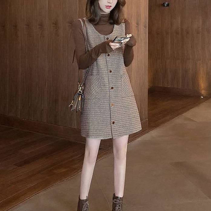 Kiểm Tra Một Mảnh Váy📣📣Đầm Cổ V Không Tay Thời Trang Thu Đông Thanh Lịch