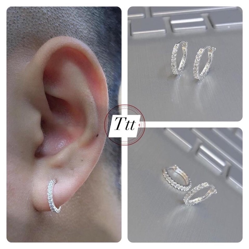 BÔNG TAI BẤM TRÒN CỠ 1.1CM NAM NỮ ĐEO ĐỀU OK- KHUYÊN CÁ TÍNH BẠC TA