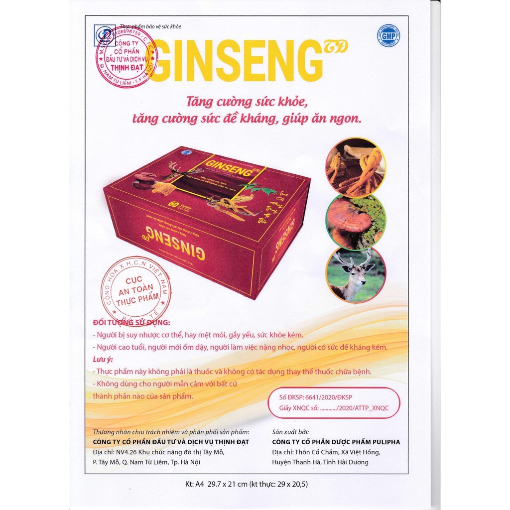 Ginseng TD Nhân sâm Linh chi Đông trùng hạ thảo Tín Tâm shop