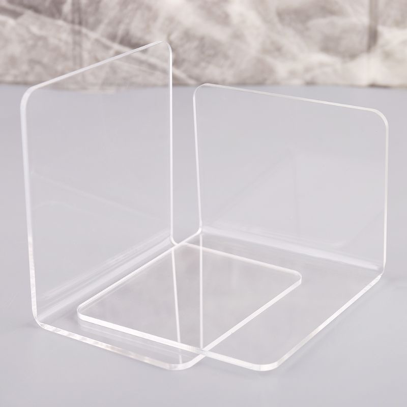 Set 2 kệ để sách hình chữ L bằng nhựa acrylic trong suốt để bàn tiện lợi cho trường học/văn phòng
