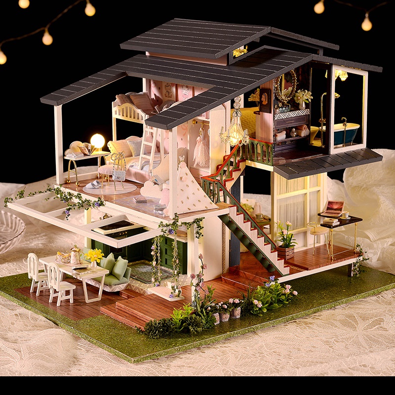 Mô hình nhà búp bê DIY Doll House Miniature_ Monet Garden _Tặng TẤM CHE BỤI + KEO