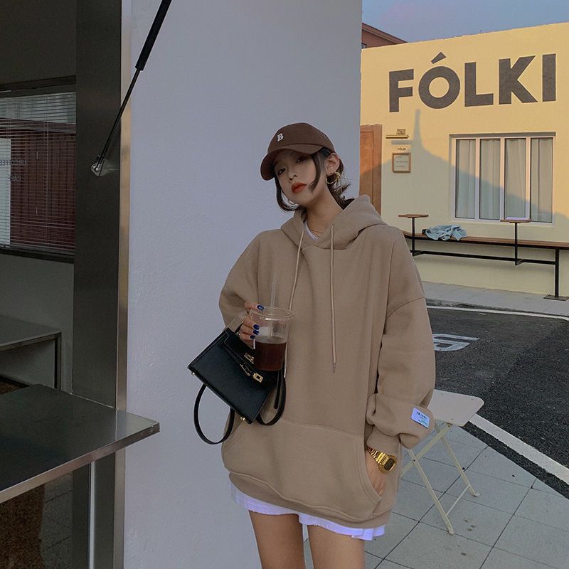 (Có sẵn) Áo hoodie nữ áo nỉ có mũ trơn màu có dây form rộng 3 màu kiểu Hàn Quốc | BigBuy360 - bigbuy360.vn