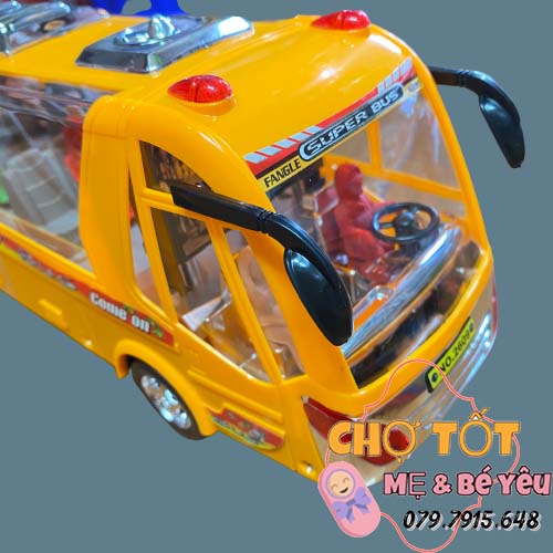 Đồ Chơi Xe Buýt Chạy Pin Loại Lớn Có Đèn , Nhạc, Người Đi Lại 3D