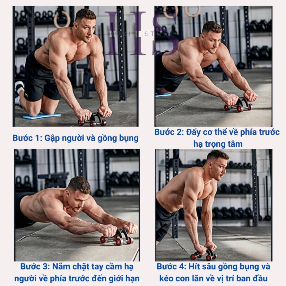 Con Lăn Tập Cơ Bụng  4 Bánh - Dụng Cụ Tập Gym Tại Nhà