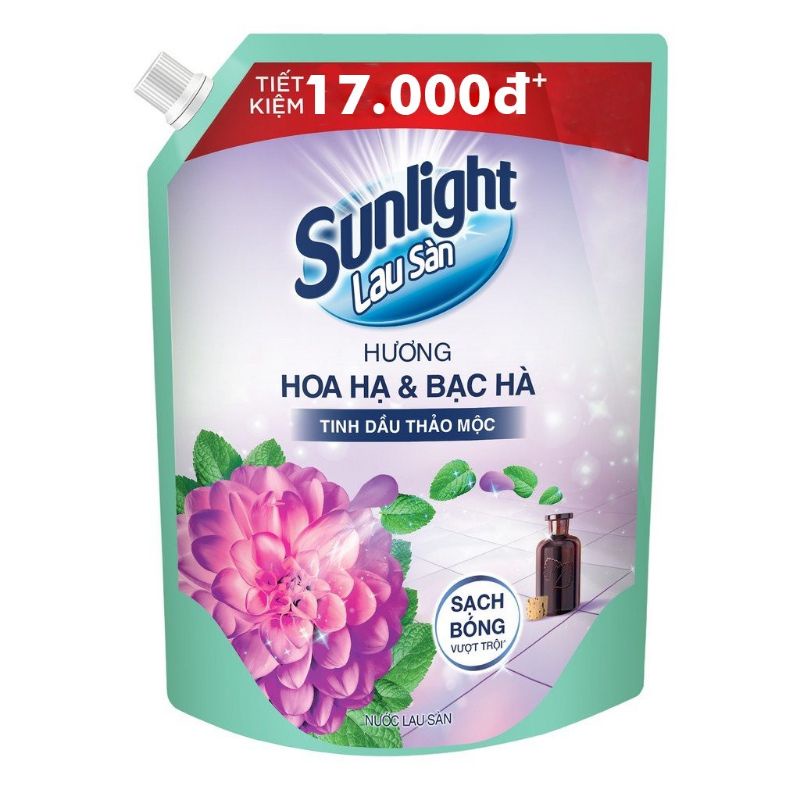 Túi nước lau sàn tinh dầu thảo mộc Sunlight Hoa hạ và bạc hà 2kg\n