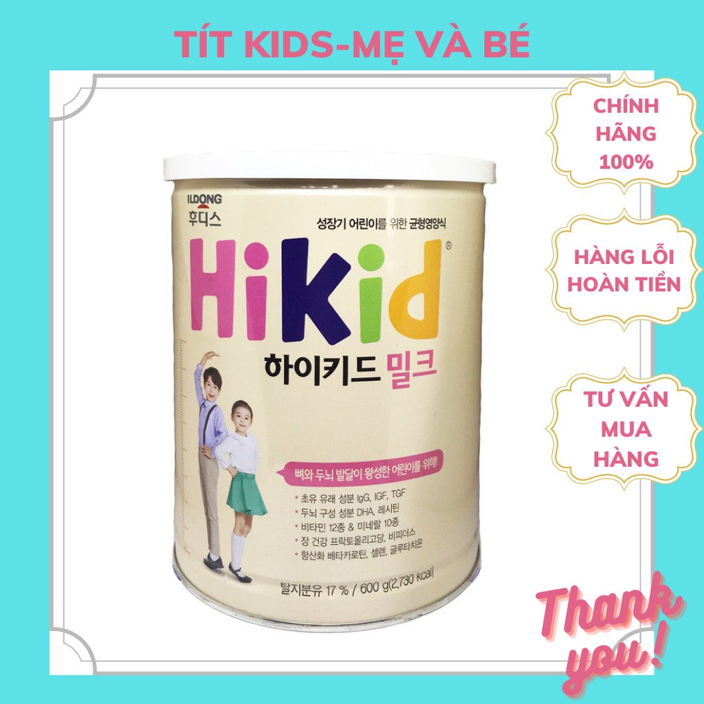 Sữa bột Hikid vị vani- hikid dê Hàn Quốc-lon 600g