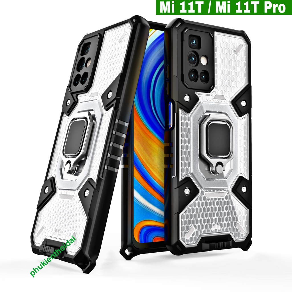 Ốp lưng Mi 11T / Mi 11T Pro tổ Ong Iring chống sốc chống va đập mạnh giá đỡ điện thoại bảo vệ camera
