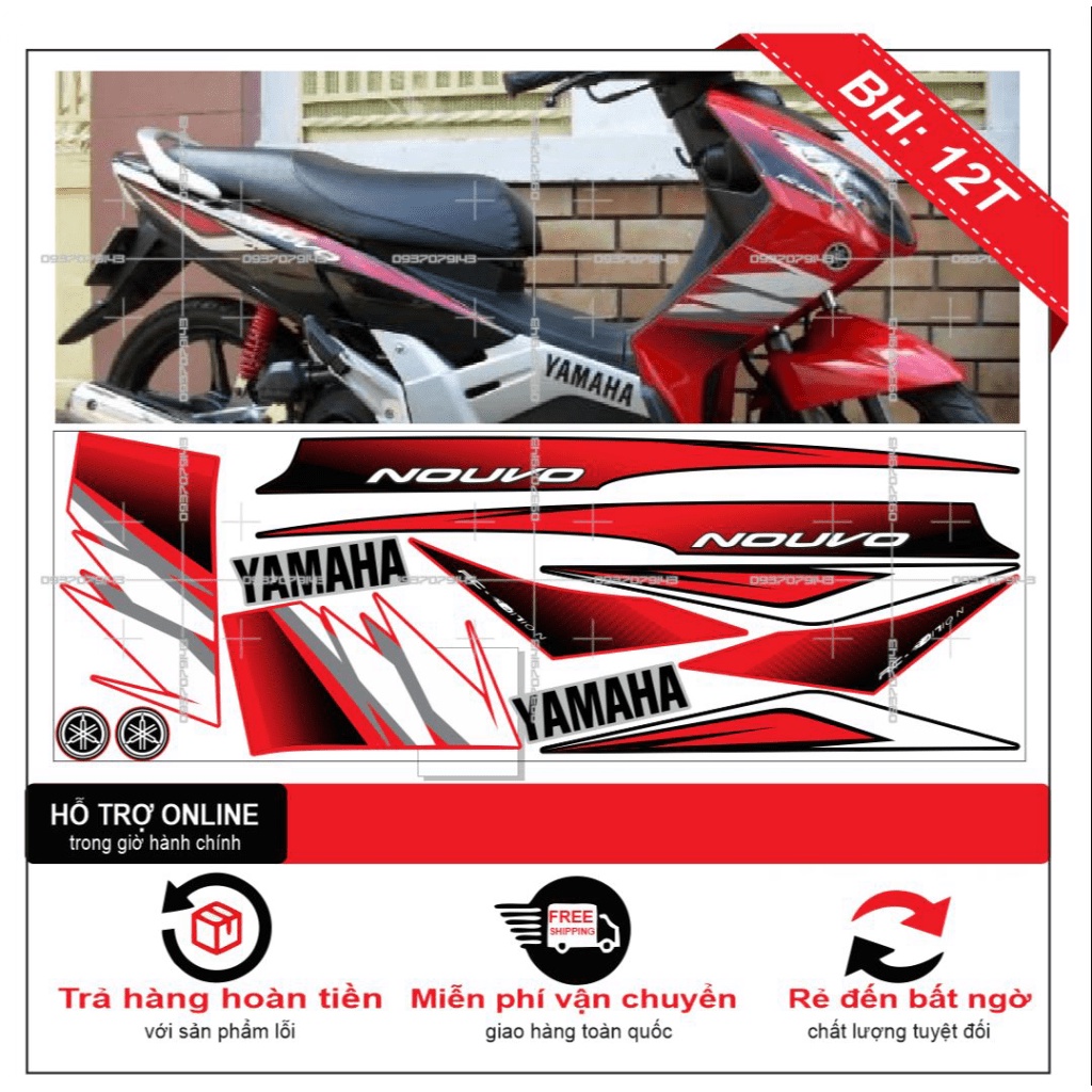 TEM XE NOUVO 2 ĐỎ ĐEN -- SHIN DECAL 2