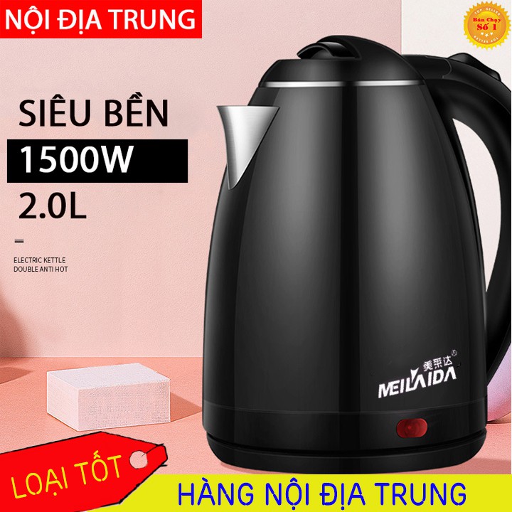 Ấm nước siêu tốc MEILAIDA công suất lớn, ấm siêu tốc 2 lớp cách nhiệt cao cấp 2 lít - BẢO HÀNH 1 ĐỔI 1