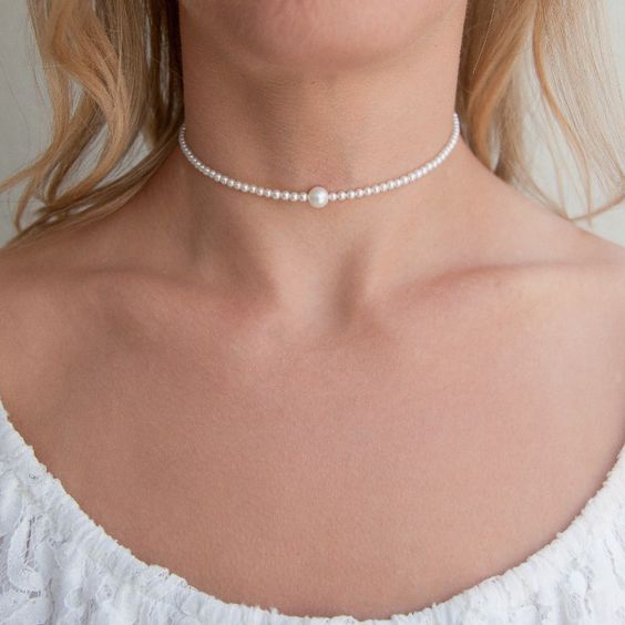 Vòng cổ ngọc trai nhân tạo hot trend phong cách Hàn Quốc