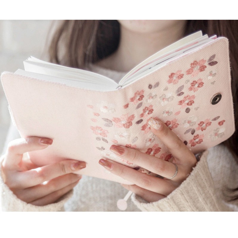 【FS】A6 Sakura Theme Floral Diary Book Cover Set Embroidery Notebook Book #8