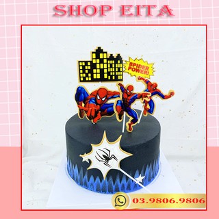 Set cắm Mika người nhện trang trí bánh kem, trang trí bánh sinh nhật