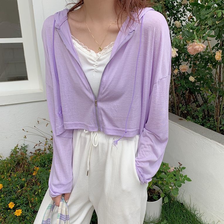 Áo Khoác Cardigan Mỏng Tay Dài Có Nón Chống Nắng Dáng Rộng Thời Trang Mùa Hè Cho Nữ